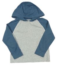 Šedo-modré triko s kapucí Miniclub