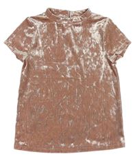 Světlerůžové sametové lesklé tričko Nutmeg