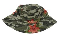 Khaki army riflový klobouk s květy zn. Next