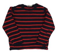 Tmavomodro-červený pruhovaný svetr H&M