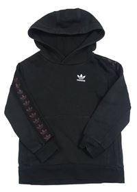 Černá mikina s logem a kapucí Adidas