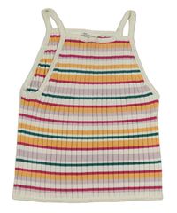 Barevný pruhovaný žebrovaný pletený crop top H&M