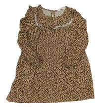 Béžovo-hnědé vzorované šaty s volánky H&M
