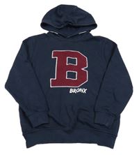 Tmavomodrá mikina s nápisem a kapucí Yigga 