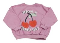 Růžová oversize mikina s třešničkami Matalan