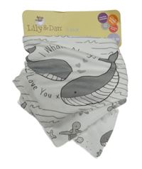 Nové - 3x - Bílý bavlněný slinták se zvířátky Lily & Dan