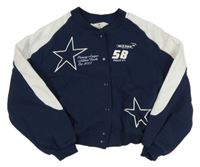Tmavomodro-bílá propínací crop mikina s hvězdami H&M