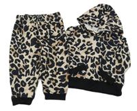 2set - Béžovo-černá vzorovaná mikina s kapucí + tepláky Shein 