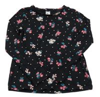 Černé kytičkované triko C&A