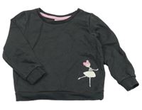 Tmavošedá mikina s baletkou So Cute