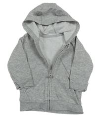 Šedá melírovaná propínací mikina s kapucí George 