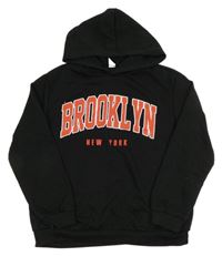 Černá mikina s nápisem a kapucí Shein