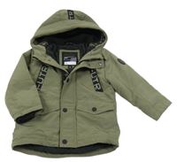 Khaki šusťáková zimní bunda s kapucí C&A