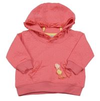 Růžová prošívaná mikina s volánky a kapucí Ergee