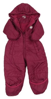 Tmavorůžová šusťáková zimní kombinéza s kapucí Impidimpi