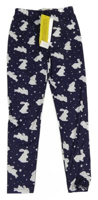 Nové - Tmavomodré sportovní legíny s králíčky Shein 