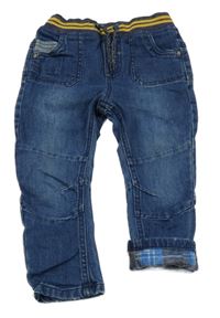 Tmavomodré podšité rifle s pruhovaným pasem St. Bernard