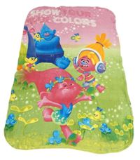 Zeleno-růžová chlupatá deka s Trolls