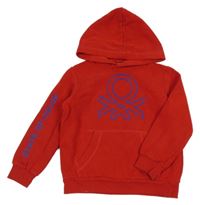 Červená mikina s logem a kapucí Benetton