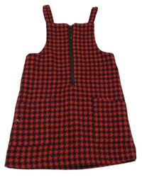 Červeno-černé kostkované vlněné šaty se zipem Dunnes