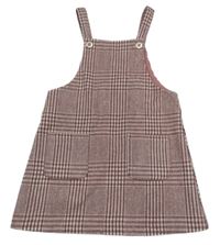 Růžovo-bílé kostkované vlněné šaty Next