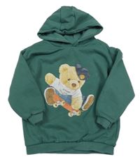 Zelená mikina s medvídkem a kapucí Tu