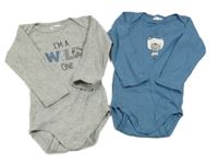 2x - Šedé + modré body s medvídkem Pocopiano