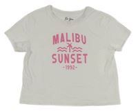 Bílé crop tričko s nápisem 