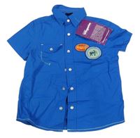 Nové - Safírová košile s nášivkami Charles Vögele