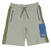 Šedo-khaki teplákové kraťasy s kapsou Kids 