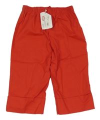 Nové - Červené plátěné capri kalhoty 