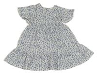 Bílo-modré kytičkované strukturované šaty Primark