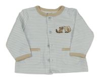Světlemodro-bílá pruhovaná propínací mikina se zvířátky Little me