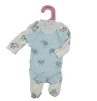 Nové - 3set - Bílý overal + světlemodré body + čepice se Stitchem Primark
