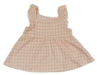 Světlerůžovo-bílá halenková tunika s volánky Primark