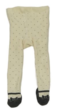Smetanovo-šedé punčocháče s puntíky H&M