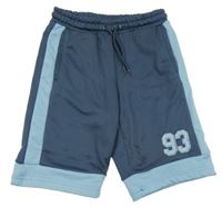 Tmavomodro-světlemodré sportovní funkční kraťasy s číslem Crane