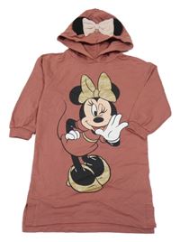 Starorůžové teplákové šaty s Minnií a kapucí C&A