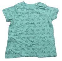 Zelené tričko s duhami/želvičkami a srdíčky Topomini