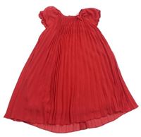 Červené plisované slavnostní šaty s mašličkou C&A
