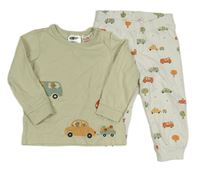 Světlebéžovo-bílé pyžamo s auty H&M