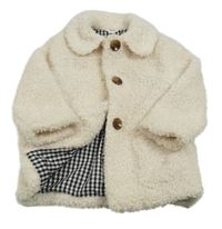 Smetanový huňatý podšitý kabát s límečkem F&F