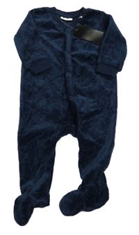 Nové - tmavomodrý sametový overal s obláčky a měsíci Kuniboo