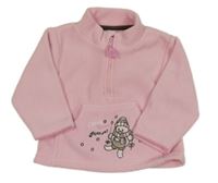 Světlerůžová fleecová mikina s tučňáčkem a kapsou C&A