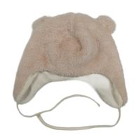 Světlerůžová kožešinová zavazovací čepice s oušky 