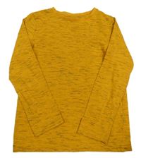 Hořčicovo-černé melírované triko Tu