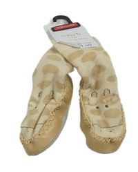 Nové - béžové koženkovo/semišové capáčky s ponožkou se žirafou Tu vel. 20