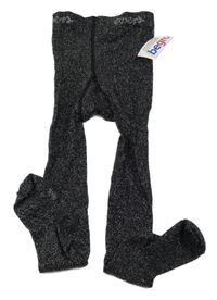 Nové - černo-stříbrné melírované punčocháče s logy ewers