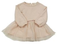 Světlerůžovo-zlaté prošívané teplákovo/tylové šaty btween