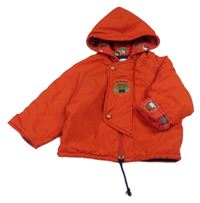 Červená šusťáková zateplená bunda s pejskem a kapucí golipette